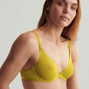 CUUP The Plunge Bra Yellow Underwire Mesh Sheer 36c